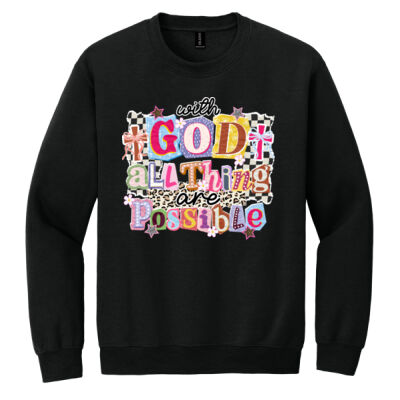 With God all things are possible-T10-007 - Heavy Blend Crewneck Sweatshirt Thumbnail