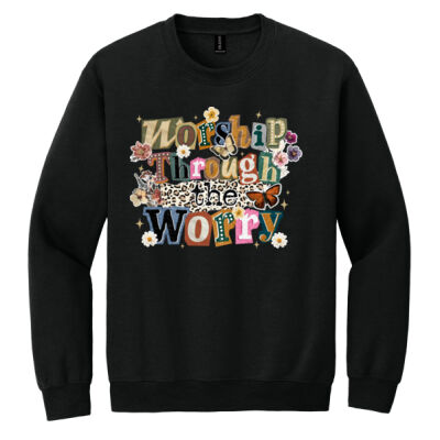 Worship Through the Worry-T10-008 - Heavy Blend Crewneck Sweatshirt Thumbnail